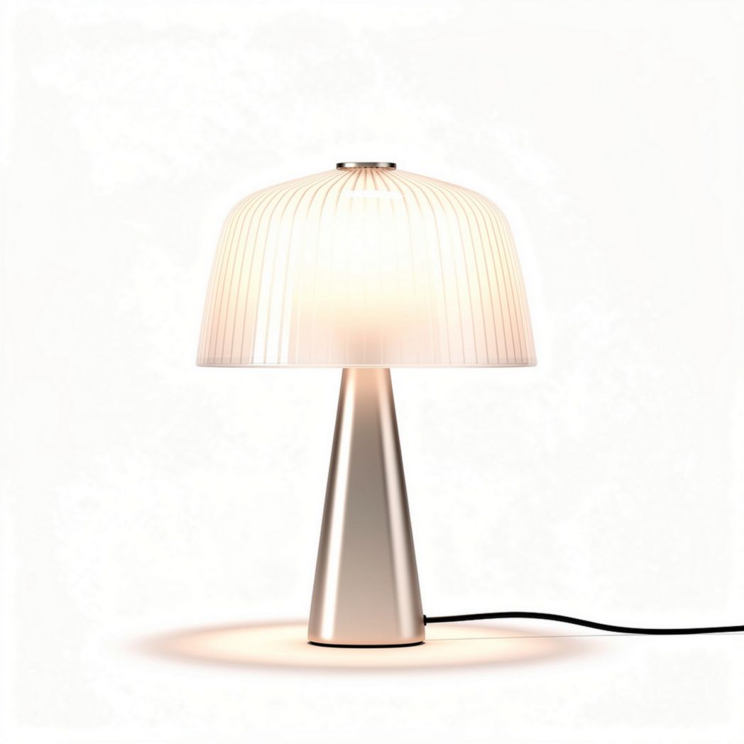 Tafellamp met witte lampenkap van kunststof en metalen voet 15 x 15 x 30cm