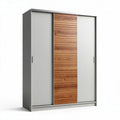 Kast met schuifdeuren van hout en grijs MDF 150 x 50 x 200cm