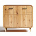 houten kast met twee deuren en metalen handgrepen 80 x 40 x 80cm