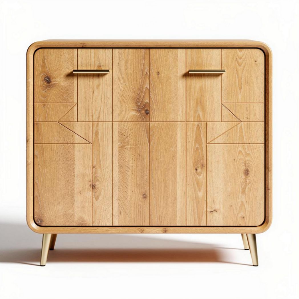 houten kast met twee deuren en metalen handgrepen 80 x 40 x 80cm