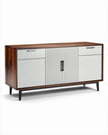 Dressoir van hout met witte deuren en metalen handgrepen 80 x 40 x 70cm