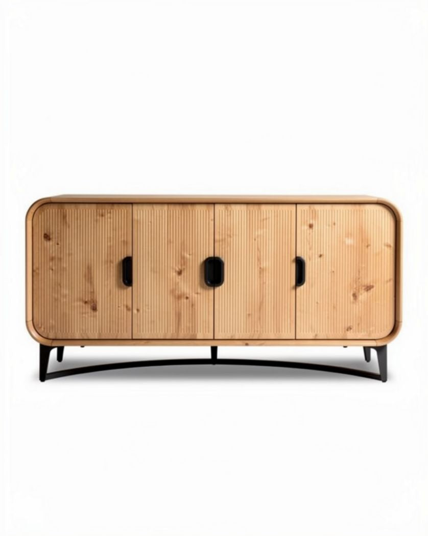 Houten dressoir met metalen poten 50 x 30 x 40cm voor opslag en presentatie