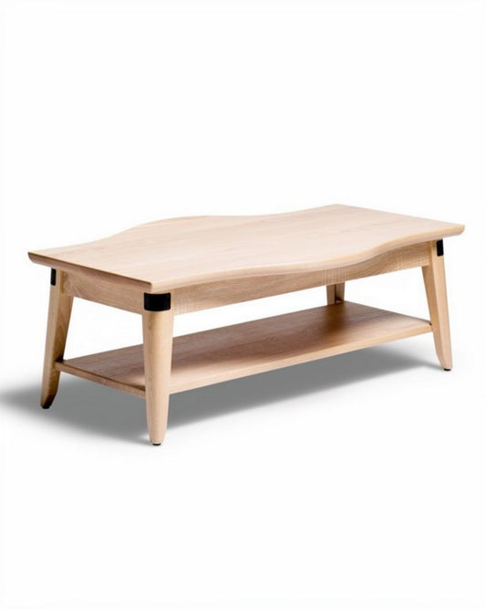 Houten salontafel met onderblad 120 x 60 x 45 cm natuurlijk bewerkt