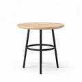Houten bijzettafel rond met zwart metalen poten 60 x 60 x 75cm