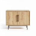 Houten kast met ribbelstructuur en twee deuren van 100 x 40 x 75cm
