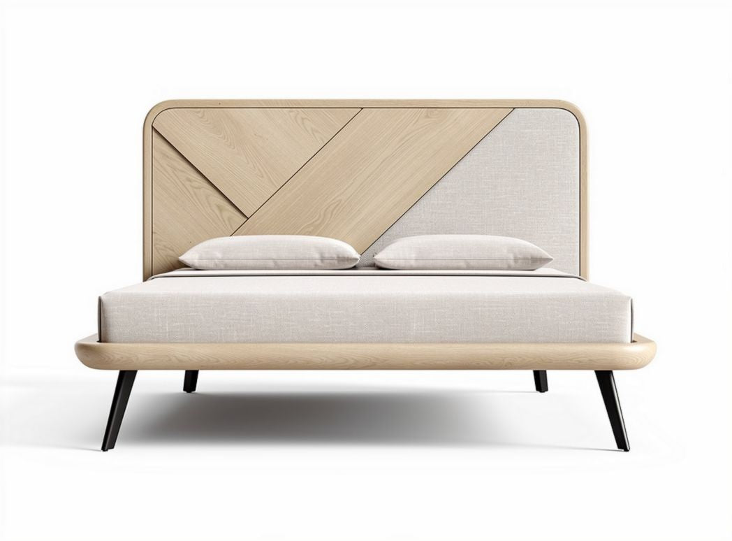 Bed met nachtkastjes en een houten hoofdeinde van 200 x 160 x 100cm