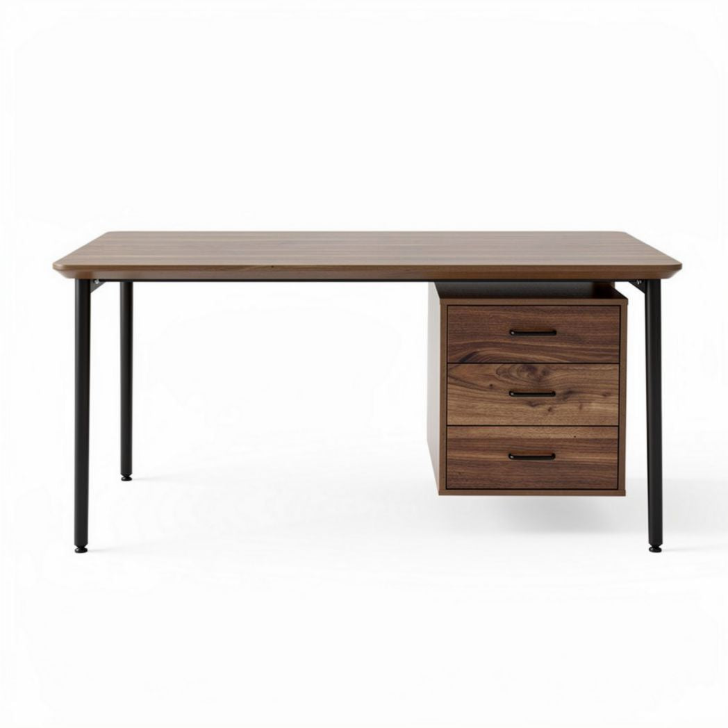 Bureau van hout met metalen poten en lades 120 x 60 x 75cm bruin