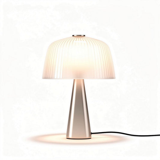 Tafellamp met witte lampenkap van kunststof en metalen voet 15 x 15 x 30cm